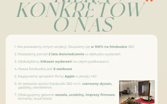 Fotobudka 360 - wynajem Rzeszów, Dębica, Mielec